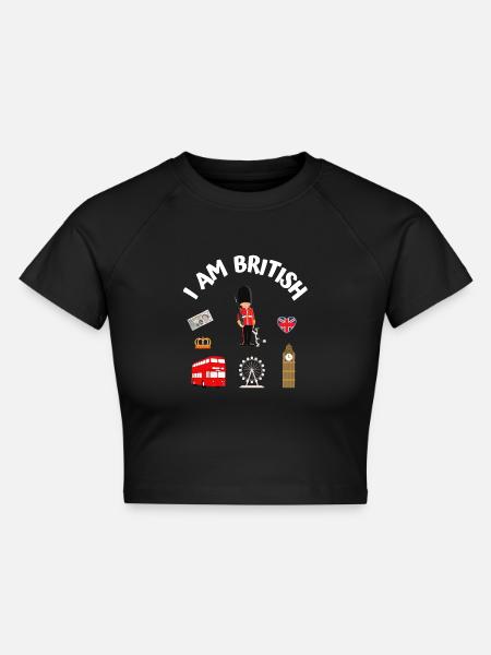 I am british - Cropped Frauen Organic T-Shirt - Schwarz
