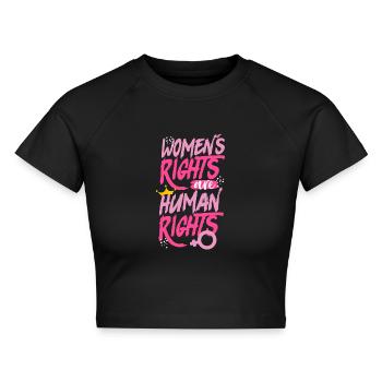 Feminist Women's Rights Are Human - Cropped Frauen Organic T-Shirt - Schwarz - Vorne - AI Model Female 172 light (172cm)