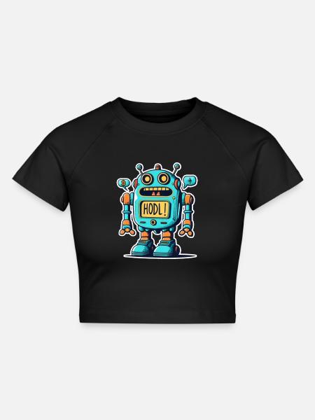 Bitcoin-Roboter - Cropped Frauen Organic T-Shirt - Schwarz