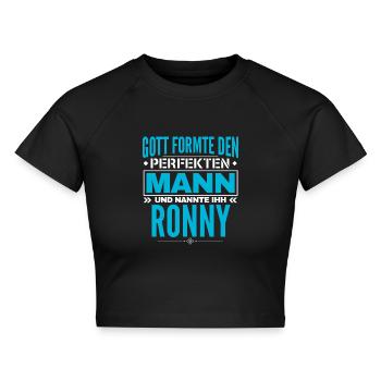 Ronny Name Design - Cropped Frauen Organic T-Shirt - Schwarz - Vorne - AI Model Female 172 light (172cm)
