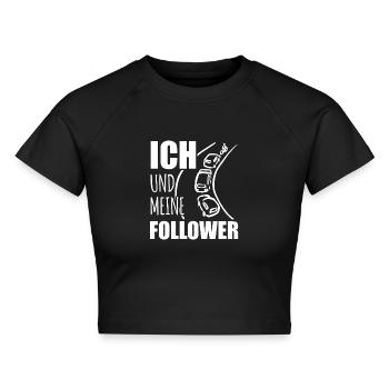 Ich und meine Follower - Fahrradweg - Fahrrad - Cropped Frauen Organic T-Shirt - Schwarz - Vorne - AI Model Female 172 light (172cm)