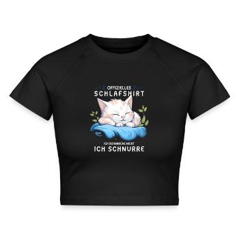 Offizielles Schlafshirt personalisiert mit Katze - Cropped Frauen Organic T-Shirt - Schwarz - Vorne - AI Model Female 172 light (172cm)