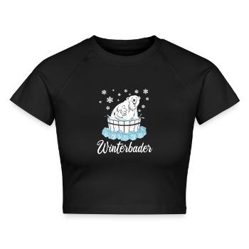 Winterbader Eisbär Eisbaden Eisbad Spruch - Cropped Frauen Organic T-Shirt - Schwarz - Vorne - AI Model Female 172 light (172cm)