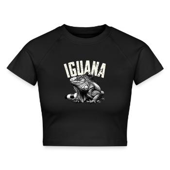 Leguan - Cropped Frauen Organic T-Shirt - Schwarz - Vorne - AI Model Female 172 light (172cm)