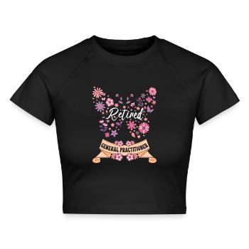 Pensionierter weiblicher Hausarzt im Ruhestand - Cropped Frauen Organic T-Shirt - Schwarz - Vorne - AI Model Female 172 light (172cm)