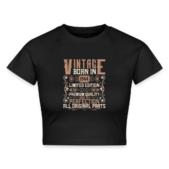 1964 Geburtstag Jahrgang 1964 Geboren Vintage 1964 - Cropped Frauen Organic T-Shirt - Schwarz - Vorne - AI Model Female 172 light (172cm)
