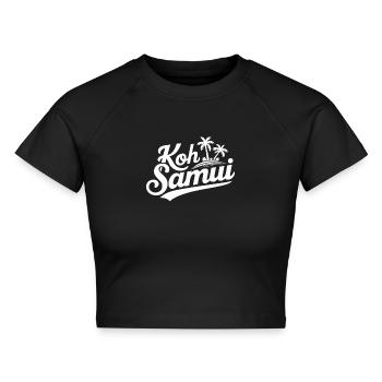 Koh Samui Souvenir Palmen Strand Design - Cropped Frauen Organic T-Shirt - Schwarz - Vorne - AI Model Female 172 light (172cm)