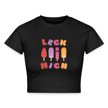 LECK MICH - Cropped Frauen Organic T-Shirt - Schwarz - Vorne - AI Model Female 172 light (172cm)