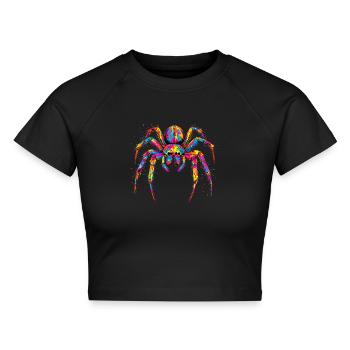 Spinne Vogelspinne Tarantel Liebe Arachnid Spinnen - Cropped Frauen Organic T-Shirt - Schwarz - Vorne - AI Model Female 172 light (172cm)