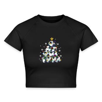 Frohe Fußball Weihnachten Fußball Tannenbaum - Cropped Frauen Organic T-Shirt - Schwarz - Vorne - AI Model Female 172 light (172cm)