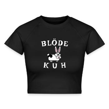 Blöde Kuh im Hasenkostüm - Cropped Frauen Organic T-Shirt - Schwarz - Vorne - AI Model Female 172 light (172cm)