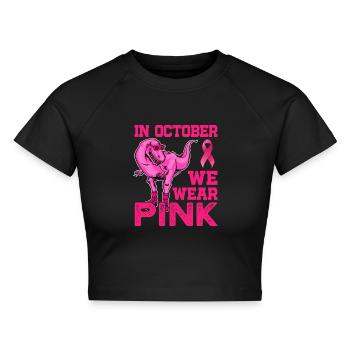 Im Oktober tragen wir Pink - Breast Cancer Awareness - Cropped Frauen Organic T-Shirt - Schwarz - Vorne - AI Model Female 172 light (172cm)