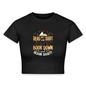 Ich Lese Verbotene Bücher, Bücher, Leser - Cropped Frauen Organic T-Shirt - Schwarz - Vorne - AI Model Female 172 light (172cm)