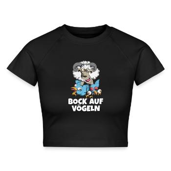 Zweideutig Ziegenbock Bock auf Vögeln Sex - Cropped Frauen Organic T-Shirt - Schwarz - Vorne - AI Model Female 172 light (172cm)