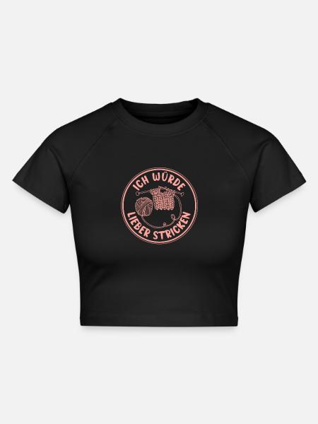 Stricken - Cropped Frauen Organic T-Shirt - Schwarz