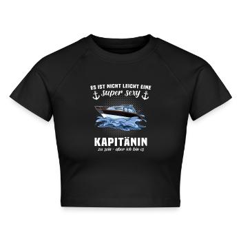 Kapitänin Boot Kapitän Frau Kapitänsfrau - Cropped Frauen Organic T-Shirt - Schwarz - Vorne - AI Model Female 172 light (172cm)