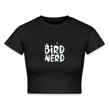 Ornithologie - Cropped Frauen Organic T-Shirt - Schwarz - Vorne - AI Model Female 172 light (172cm)