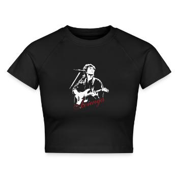 Legende Kino Zoi Rockmusiker Wiktor - Cropped Frauen Organic T-Shirt - Schwarz - Vorne - AI Model Female 172 light (172cm)