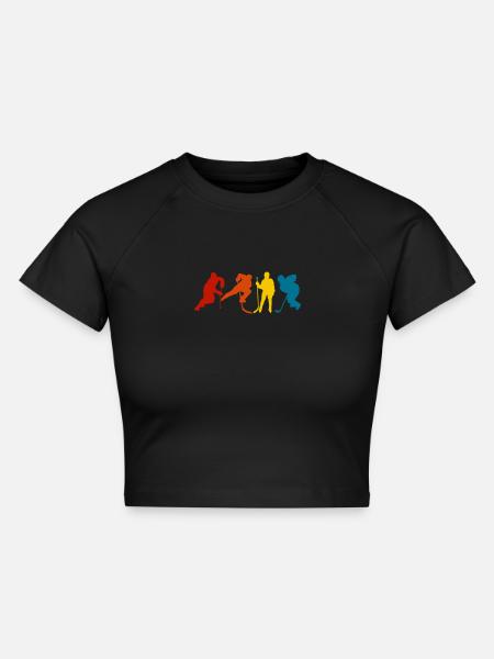 Eishockey - Cropped Frauen Organic T-Shirt - Schwarz