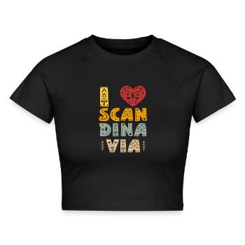 Ich Liebe Skandinavien Skandinavisch Skandinavier - Cropped Frauen Organic T-Shirt - Schwarz - Vorne - AI Model Female 172 light (172cm)
