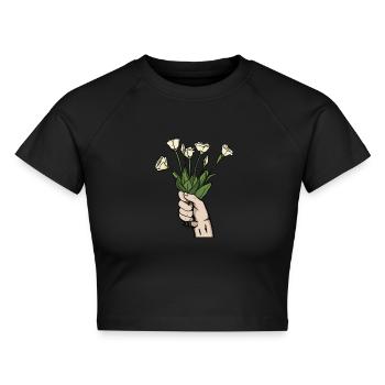 Florist Floristik - Cropped Frauen Organic T-Shirt - Schwarz - Vorne - AI Model Female 172 light (172cm)