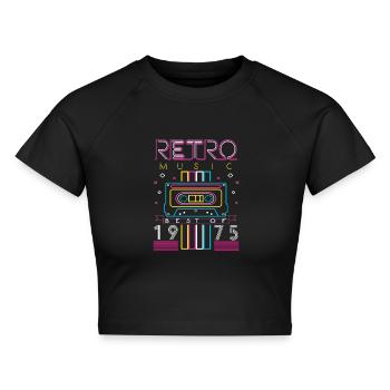 Best Of 1975 Retro Kassette Vintage Geburtstag - Cropped Frauen Organic T-Shirt - Schwarz - Vorne - AI Model Female 172 light (172cm)