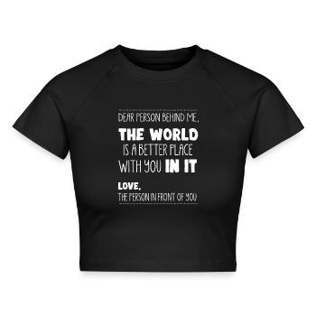 Person Hinter Mir, Ein Besserer Ort - Cropped Frauen Organic T-Shirt - Schwarz - Vorne - AI Model Female 172 light (172cm)