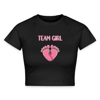 Gender Reveal Babyparty Geschlecht - Cropped Frauen Organic T-Shirt - Schwarz - Vorne - AI Model Female 172 light (172cm)