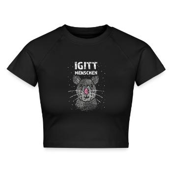 Igitt Menschen Ratte Ratten Rattenliebhaber - Cropped Frauen Organic T-Shirt - Schwarz - Vorne - AI Model Female 172 light (172cm)