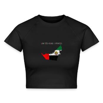 United Arab Emirates Karte Flagge UAE Dubai - Cropped Frauen Organic T-Shirt - Schwarz - Vorne - AI Model Female 172 light (172cm)