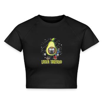 Laser Tag - Cropped Frauen Organic T-Shirt - Schwarz - Vorne - AI Model Female 172 light (172cm)