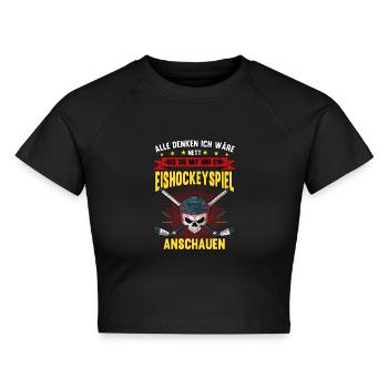 Eishockey Fan Eishockeyspiel - Cropped Frauen Organic T-Shirt - Schwarz - Vorne - AI Model Female 172 light (172cm)