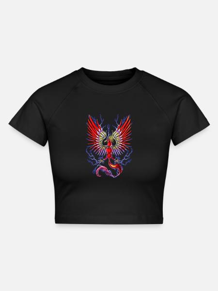 Thunderbird Mythischer Kryptidenvogel - Cropped Frauen Organic T-Shirt - Schwarz