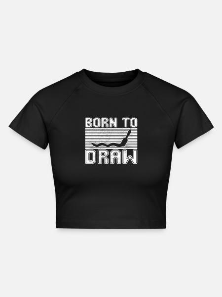 Malen Zeichnen - Cropped Frauen Organic T-Shirt - Schwarz