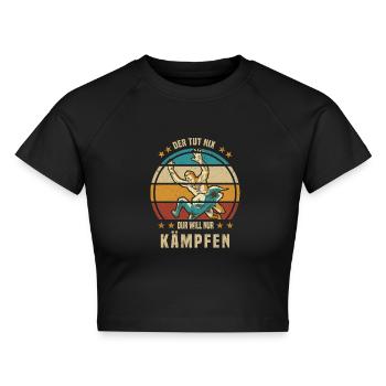 Ringer I Der Tut Nix Der Will Nur Kämpfen - Cropped Frauen Organic T-Shirt - Schwarz - Vorne - AI Model Female 172 light (172cm)