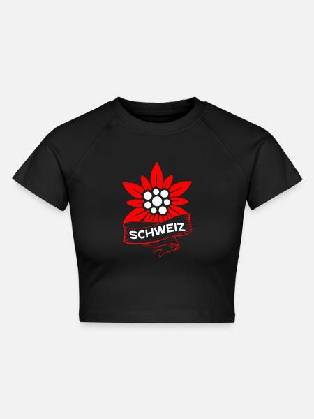 Schweizer Enzian - Cropped Frauen Organic T-Shirt - Schwarz