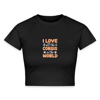 Corgi - Cropped Frauen Organic T-Shirt - Schwarz - Vorne - AI Model Female 172 light (172cm)
