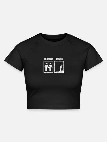 Angler - Cropped Frauen Organic T-Shirt - Schwarz