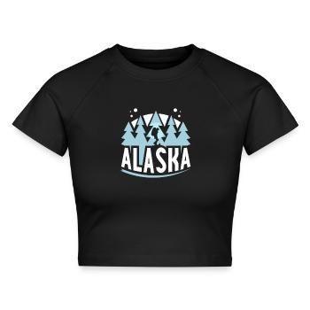 Alaska Wanderung Natur Wandern Wanderer - Cropped Frauen Organic T-Shirt - Schwarz - Vorne - AI Model Female 172 light (172cm)