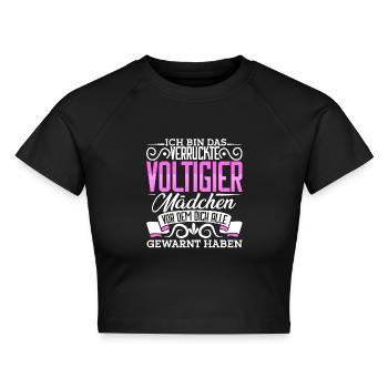 Voltigieren - Cropped Frauen Organic T-Shirt - Schwarz - Vorne - AI Model Female 172 light (172cm)
