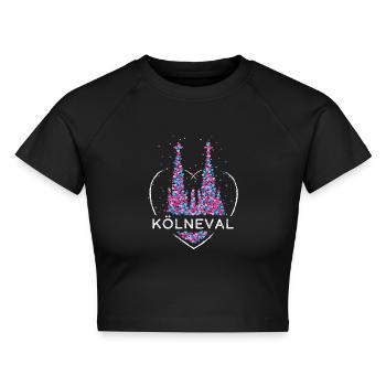 Kölner Dom Köln Karneval Kölnerin Fasching Närrin - Cropped Frauen Organic T-Shirt - Schwarz - Vorne - AI Model Female 172 light (172cm)