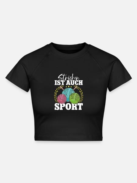 Häkeln - Cropped Frauen Organic T-Shirt - Schwarz