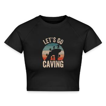 Gehen Wir In Die Höhle Caving Cave Höhlenwandern - Cropped Frauen Organic T-Shirt - Schwarz - Vorne - AI Model Female 172 light (172cm)