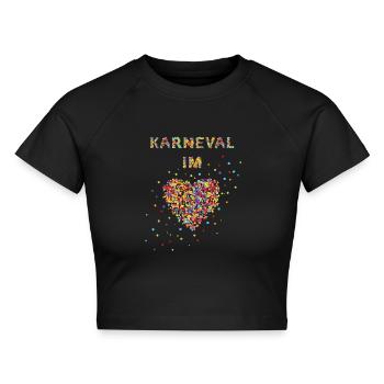 Karneval im Herzen Fastelovend Konfetti Jeck - Cropped Frauen Organic T-Shirt - Schwarz - Vorne - AI Model Female 172 light (172cm)
