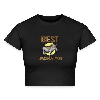 Beste Warzenschwein Mama - Cropped Frauen Organic T-Shirt - Schwarz - Vorne - AI Model Female 172 light (172cm)