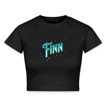 Finn Namen personalisiert - Cropped Frauen Organic T-Shirt - Schwarz - Vorne - AI Model Female 172 light (172cm)