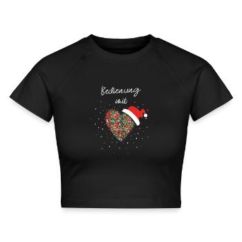 Bedienung Mit Herz Kellnerin Weihnachtsoutfit - Cropped Frauen Organic T-Shirt - Schwarz - Vorne - AI Model Female 172 light (172cm)
