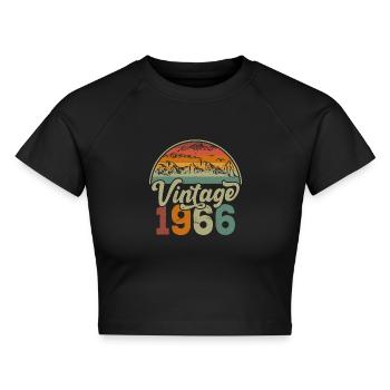Jahrgang 1966 - Cropped Frauen Organic T-Shirt - Schwarz - Vorne - AI Model Female 172 light (172cm)