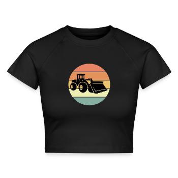 Retro Radlader Design - Cropped Frauen Organic T-Shirt - Schwarz - Vorne - AI Model Female 172 light (172cm)