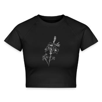 Rose Blumen Rosen Blumen tropisch - Cropped Frauen Organic T-Shirt - Schwarz - Vorne - AI Model Female 172 light (172cm)